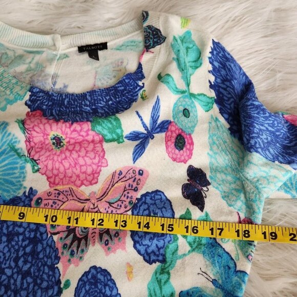 Talbots Womens Blouse Size Large Multicolor Floral Long Sleeve Pullover Top - Picture 9 of 13